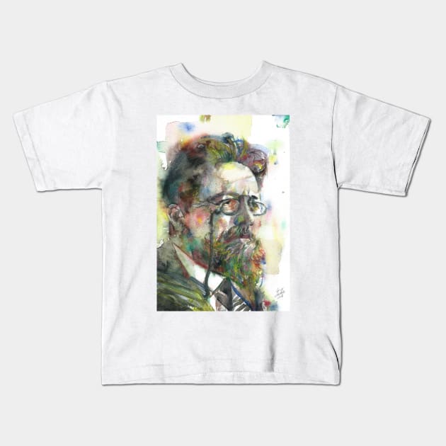 ANTON CHECHOV - watercolor portrait .5 Kids T-Shirt by lautir